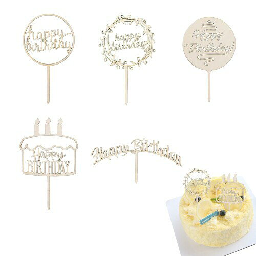ケーキトッパー 誕生日 木製 5点セット ケーキ飾り ケーキトッパー ハッピーバース...