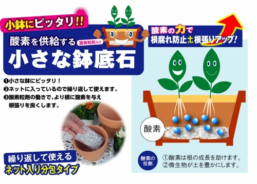自然応用科学(Applied Natural) 酸素を供給する小さな鉢底石 ネット分包 50ml×6個