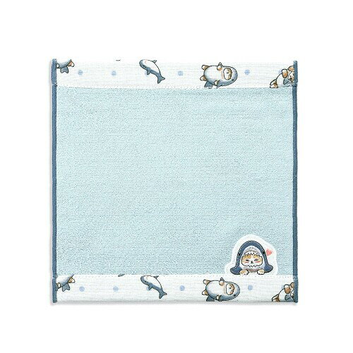 Towel Handkerchief - mofusand サメにゃん タオルハンカチ ブルー 猫 可愛い ガーゼパイル 43-0100070 約24×24cm
