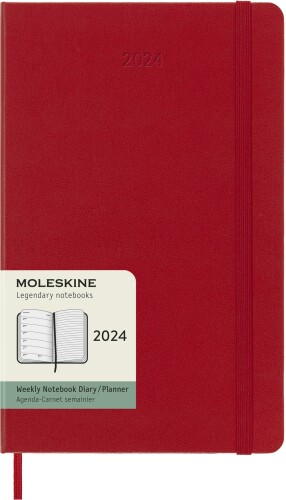 モレスキン 手帳 Moleskine 2024 Weekly Planner, 12M, Large, Scarlet Red, Hard Cover (5 x 8.25)