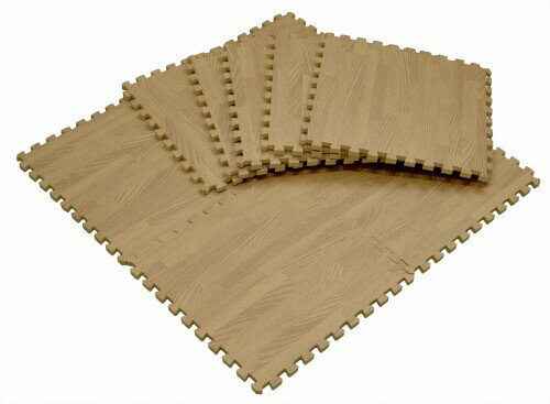 Floor Materials - ユノックス ジョイント木目調マット 厚み約10mm 9枚入セット 床暖房対応 ノンホルムアルデヒド ライトブラウン 140381