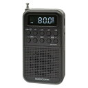 オーム(OHM)オーム電機AudioComm ラジオ 小型 充電式 PLL デジタル 2バンドポケットラジオ ポータブルラジオ 時計 アラーム付き ブラック R...