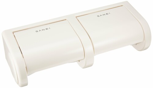 Rakuten - SANEI(サンエイ) ワンタッチツインホルダー ペーパー2個収納 ホワイト ビス・接着テープ付き W38-W