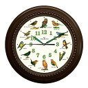 野鳥の電波時計 掛け時計 安眠機能 直径40cm 大型 レトロ 壁掛け時計 インテリア 静音 癒し 小鳥のさえずり Bird Clock