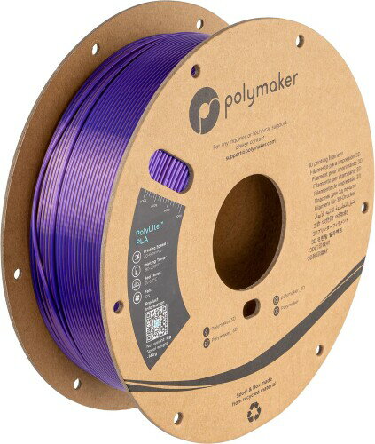 ポリメーカ(Polymaker)3Dプリンタ—用2色の光沢のあるフィラメント 1.75mm径 1kg巻 Sovereign Silk Gold-Purple 色:Sovereign Silk(ゴールド/パープル) フィラメント径:1.75 mm(±0.05 mm) フィラメント重量:1 kg スプール径:20 cm / スプール穴径:5.5 cm / スプール厚:6.5 cm 説明 PolyLiteTM PLA Dualは、2色の光沢のあるフィラメントを、1つのリールにまとめた特殊なフィラメントです。 見る角度(造形する角度)によって見え方が変わる不思議で美しいカラーのプリントが可能です。 全てIngeo3D850 PLAを原料としており、植物由来で環境にやさしい3Dプリンティング用プラスチック素材です。 商品コード34068359554商品名ポリメーカ(Polymaker)3Dプリンタ—用2色の光沢のあるフィラメント 1.75mm径 1kg巻 Sovereign Silk Gold-Purple型番PA03029カラーSovereign Silk（ゴールド/パープル）※他モールでも併売しているため、タイミングによって在庫切れの可能性がございます。その際は、別途ご連絡させていただきます。※他モールでも併売しているため、タイミングによって在庫切れの可能性がございます。その際は、別途ご連絡させていただきます。