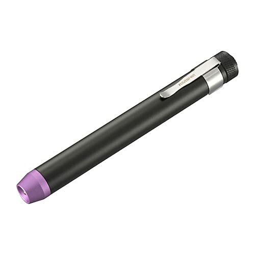 オーム(OHM) 電機 LED UVブラックライト ペン型 375nm レジン硬化 ペット尿検出 単4形乾電池2本 クリップ付き 懐中電灯 黒 LHA-UV375/1-K2 08-1039