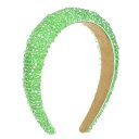 VOCOSTE ラインストーンカチューシャ キラ キラ パッド付きのヘアバンド 輝く フェイククリスタルヘッドバンド ヘアアクセサリー 女性用 3cm幅 グリーン