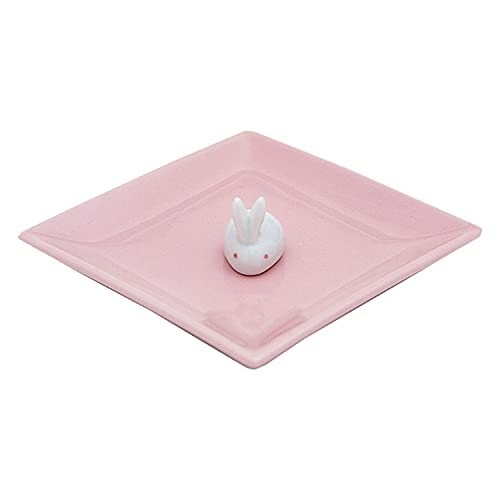陶器香皿&ウサギ香立(ピンク)