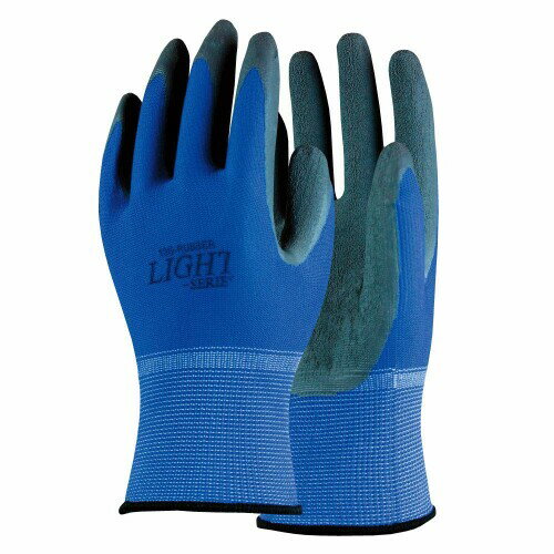 おたふく手袋 天然ゴム背抜き手袋 (13ゲージ 手袋:ポリエステル) A-385 ブルー L