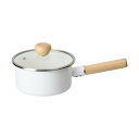 パール金属 鍋 片手鍋 16cm ホーロー 琺瑯 IH対応 ガラス蓋付 ホワイト アミュレット HB-4887