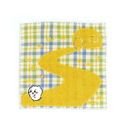 ちいかわ chiikawa チェック タオルハンカチ イエロー ガーゼパイル 可愛い 41-1030070 約25×25cm