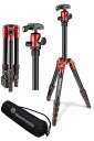 マンフロット(Manfrotto) Element トラベル三脚 スモール レッド アルミ 5段 MKELES5RD-BH 耐荷重4kg 最高143cm 軽量1.15kg コンパクト32cm ケース付 ミラーレス一眼 旅行 ブイログ用