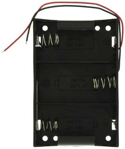 オーム電機 工作・ホビー用 電池ケース(単1×3個用) 黒 KIT-UM13