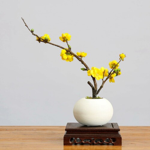 「Tuokus」人工観葉植物 造花 梅の花 本物そっくり 手作りフラワーアレンジメント 枯れない花 おしゃれインテリア フェイクグリーン 水やり不要 ギフトにも最適 FZHuaj15