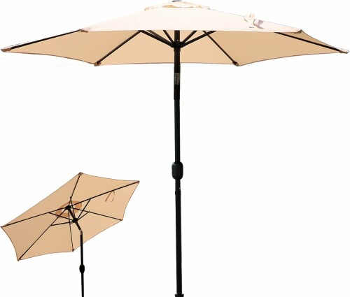 DEWEL ガーデンパラソル 200cm/230cm/270cm 大型 風に強い 回転パラソル ハンドル開閉 角度調整可能 撥水加工 折りたたみ 軽量 テラス 庭 (アイボリー, 幅270cm) 商品仕様:【3サイズ】(1)直径200cmx高さ210cm (2)直径230cmx高さ223.5cm　(3)直径270cmx高さ237.5cm 【5色】アイボリー、グレー、グリーン、レッド、ブラウン　【材質】骨組み:鉄製/生地:ポリエステル。【傘骨】幅220cm、230cmの物は6本骨仕様、270cmは8本骨仕様。 【角度調整可能】便利なチルト機能で角度を自由に調整でき、一日中直射日光を効果的にカットします。太陽の位置によって、サンシェードの角度を左右に自由に調整でき、効率的に直射日光を抑えることができます。 【UVカット&優れた撥水加工・効果で紫外線対策】撥水加工を施しているため、突然の雨でも水滴がサッと弾き、お手入れが簡単です。さらにUV加工により、有害な紫外線からしっかりとお肌を保護。夏の強い日差しの中でも、安心して屋外でお過ごしいただけます。天候に左右されず、長くご愛用いただける耐久性を備えています。 【回転ハンドル式で簡単開閉】大型ガーデンパラソルでありながら、回転ハンドルを回すだけでスムーズに開閉できるので、力の弱い方でもスムーズに操作や収納ができます。 【頑丈なスチール支柱で長持ち】強度高い鉄製ポールを採用、さびにくいコーティング加工して、耐風性能もさらに高まります。粉体塗装されたため、錆びにくく、耐久性も優れています。100%ポリエステル生地は撥水加工されていて、汚れにくく、雨漏りの心配もありません。遮光遮熱効果も良し、猛暑の暑さから離れる日除けの場を作れます。 DEWELパラソルは、ベランダ、芝生、ポーチ、庭、ビーチ、プール、ピクニック テーブル、カフェ、レストランなどのパティオ ショップに最適です。夜間と悪天気時には傘を閉めて保管することをお勧めします。【ご注意】パラソルのみ、ベースは付属いたしません。 商品コード34082079812商品名DEWEL ガーデンパラソル 200cm/230cm/270cm 大型 風に強い 回転パラソル ハンドル開閉 角度調整可能 撥水加工 折りたたみ 軽量 テラス 庭 (アイボリー, 幅270cm)型番D005-ZYSサイズ幅270cmカラーアイボリー※他モールでも併売しているため、タイミングによって在庫切れの可能性がございます。その際は、別途ご連絡させていただきます。※他モールでも併売しているため、タイミングによって在庫切れの可能性がございます。その際は、別途ご連絡させていただきます。