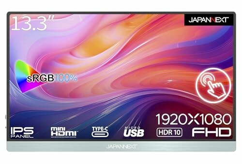 JAPANNEXT 13.3インチ タッチパネル搭載 フルHD(1920x1080) モバイルモニター JN-MD-i133FHDR-T USB Type-C miniHDMI sRGB100% USB OTG対応 スマートケース付き