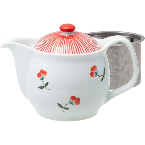 西海陶器(Saikaitoki)波佐見焼 松幸陶苑 ティーポット 約375ml (スーパーステンレス茶こし付) 風花 赤 レッド 日本製 20426