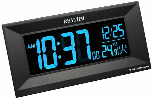 リズム(RHYTHM) 目覚まし時計 電波時計 デジタル グラデーション LED 365色 表示 AC電源 黒 Iroria M イロリアM 8RZ196SR02