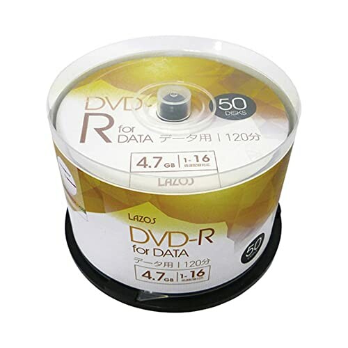 LAZOS(ラソス) Lazos DVD-R 4.7GB for DATA 1-16倍速対応 1回記録用 ホワイトワイド印刷対応 50枚組 スピンドルケース入 L-DD50P