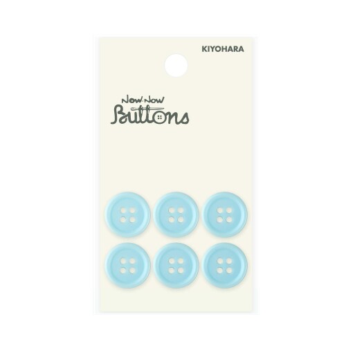 Button - KIYOHARA ナウナウボタン カラーボタン 4つ穴 6個入り 直径15mm ライトブルー NWN103