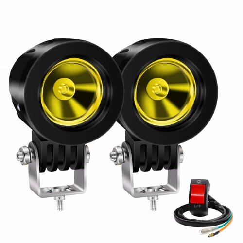 バイク用 LEDフォグランプ 10W 12V/24V 対応 黄色光 シャトルビーム スポットタイ...