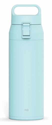 Rakuten - アスベル 水筒 500ml 真空断熱 +a ハンドル付き 片手で簡単操作 ステンレスボトル パウダーブルー ワンプッシュフタ フタ付け替え可 保温保冷 PA-L500 ASVEL