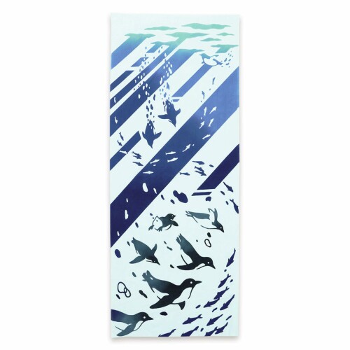ミヤモトタオル 宮本 てぬぐい kenema 注染手ぬぐい 海遊ペンギン 日本製 ブルー 約35×90cm 50219