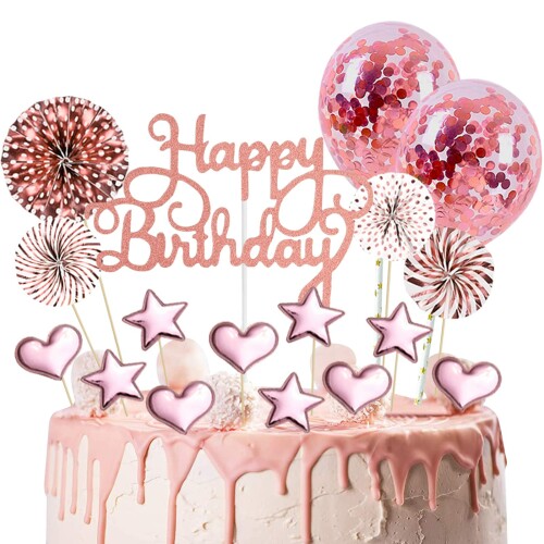 Paready ケーキトッパー 誕生日 ケーキ飾り 17点 飾り付け Happy Birthday バース...