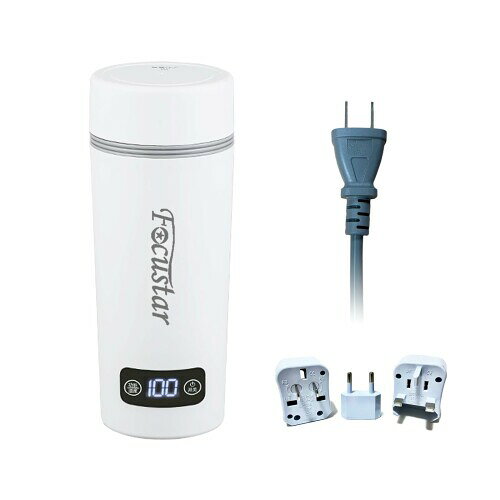 Focustar ポータブルケトル 350ML 電気ケトル 小型 4段温度調節 トラベルケトル 日本・海外電圧対応 100-240V 300W低消費電力 ポータブル電源で使える 快速沸騰 空焚き防止 沸騰すると自動オフ 持ち運びやすい ステンレス鋼製 携帯湯沸かし器 海外旅行 車中泊 キャンプ オフィス 病室 防災用 【日本・海外電圧対応&便利な付属品】Focustarポータブルケトルは100〜240Vに対応し、海外旅行や出張先でも変圧器不要。さらにAタイプ、BF(G)タイプ、Cタイプの変換プラグが付属し、世界中で安心して使用できます。 【4段階温度調節】Focustarトラベルケトルは45[度]、60[度]、80[度]、100[度]の温度設定が可能。飲み物や料理に合わせて最適な温度を選べ、粉ミルクからコーヒー・紅茶まで幅広く対応。高精度センサーで温度を正確に保つため、常に理想の一杯を楽しめます。 【自動断電&長時間保温】Focustarモバイルケトルは沸騰後は自動的に電源がオフになり、安全に使用可能。さらに最大8時間の保温機能付きで、仕事や勉強に集中していても安心。オフィスや在宅ワークでも、いつでも温かいお湯を飲めます。 【省エネ&非常時にも活躍】Focustar携帯ケトルは定格300Wの省エネ設計。キャンプや車中泊などアウトドアはもちろん、ポータブル電源と組み合わせれば災害や停電時にも役立ち、日常から非常時まで頼れる一台です。 【軽量&清潔設計】Focustar携帯湯沸かし器はサイズは約7.5×7.5×21cm、重さは675g(コード・プラグセット含む)で、一般的な水筒とほぼ同じ感覚。バッグにすっきり収まり、旅行や通勤の持ち歩きにも負担になりません。オフィスやホテルでも便利に使えます。内側は食品グレード304ステンレスを採用し、サビや臭い移りに強く清潔を保てます。 商品コード34081971997商品名Focustar ポータブルケトル 350ML 電気ケトル 小型 4段温度調節 トラベルケトル 日本・海外電圧対応 100-240V 300W低消費電力 ポータブル電源で使える 快速沸騰 空焚き防止 沸騰すると自動オフ 持ち運びやすい ステンレス鋼製 携帯湯沸かし器 海外旅行 車中泊 キャンプ オフィス 病室 防災用型番FS-2088カラーホワイト※他モールでも併売しているため、タイミングによって在庫切れの可能性がございます。その際は、別途ご連絡させていただきます。※他モールでも併売しているため、タイミングによって在庫切れの可能性がございます。その際は、別途ご連絡させていただきます。