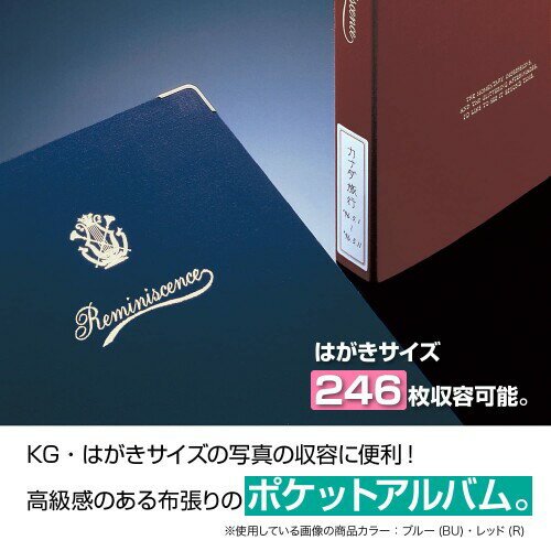 セキセイ(Sekisei) アルバム ポケット ハーパーハウス レミニッセンス カケルアルバム KGサイズ 246枚収容 ハガキ 151~200枚 布 レッド XP-247P