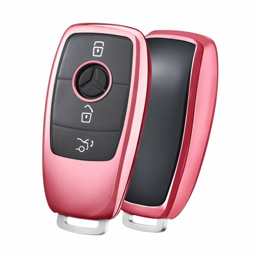 (OATSBASF)自動車用キーカバーはメルセデスベンツに適している TPU 360度フルプロテクション 傷 防止 ベンツ アクセサリー 車 e系 キーケース DD-ピンク