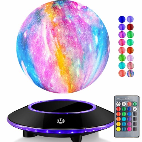 VGAzer Magnetic Levitating Moon Lamp,Floating and Spinning in Air Freely with Gradually Changing LED Lights for Home、Office Decor,Unique Gifts,Night Light (16 Colors Galaxy Moon)