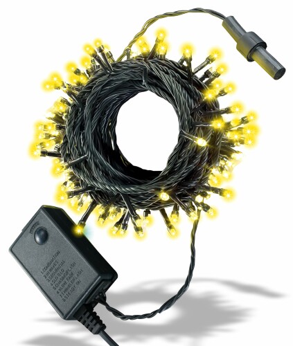 テルノン イルミネーション ライト LED 100球 ストレートタイプ 10m メモリー 機能 内蔵 コントローラー 付 10連結 可能タイプ （ シャンパン ゴールド ）