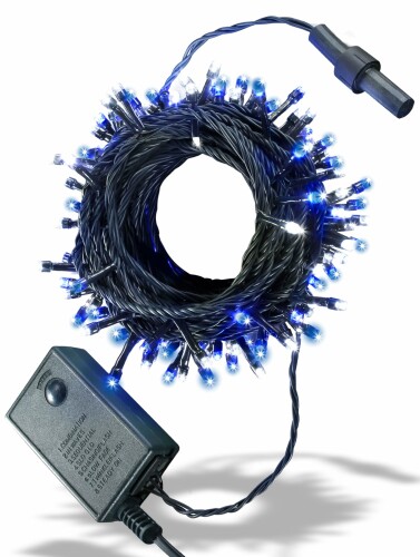 テルノン イルミネーション ライト LED 100球 ストレートタイプ 10m メモリー 機能 内蔵 コントローラー 付 10連結 可能タイプ （ ブルー＆ホワイト ）