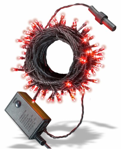 テルノン イルミネーション ライト LED 100球 ストレートタイプ 10m メモリー 機能 内蔵 コントローラー 付 10連結 可能タイプ （ レッド ）