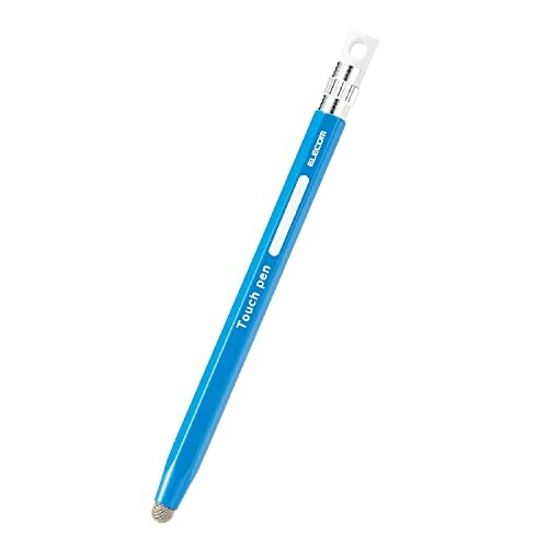 エレコム タッチペン 六角鉛筆型 子ども向け ストラップホール付き 導電繊維タイプ (スマホ/タブレット 対応) ペン先交換可能 ブルー P-TPENSEBU 鉛筆と同じように親指、人差し指、中指の3点で軸を捉えられる、持ちやすい子ども向け...