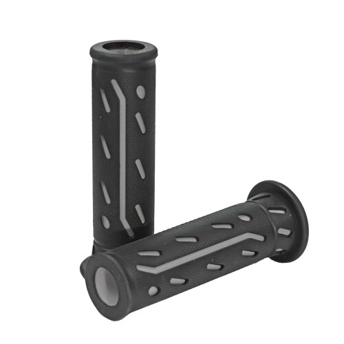 モトベース（MOTO BASE） バイク用ラバーハンドルグリップ 22.2mm(7/8) 貫通 汎用 MBGLP-01（ブラック/グレー）