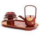 まえじゅう漆器 屠蘇器 とそき 光輝 朱 赤 鶴 金雲母 盃 銚子 屠蘇台 セット 伝統工芸 山中塗り 日本製 7L-015