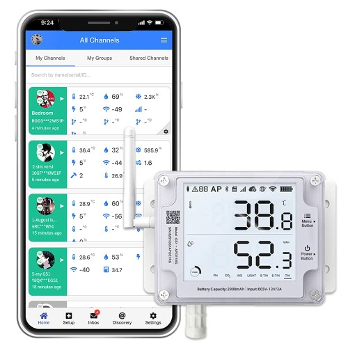 Ubibot GS1-A ワイヤレス温湿度センサー 無料アプリ＆メールアラート付き WiFi温度計 湿度計 温室用リモートデータロガー IFTTT、Alexa対応 (2.4GHz WiFiのみ)