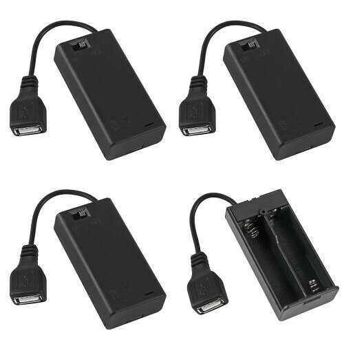ACEIRMC 単3電池ホルダー USBメスソケット 単3電池ケースボックスホルダー カバーとオン/オフスイッチ付き 4個