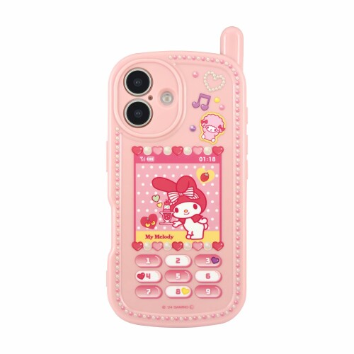 구루만디즈 산리오 캐릭터즈 iPhone16 대응 레트로 가라케 스타일 케이스 마이 멜로디 SANG-459MM