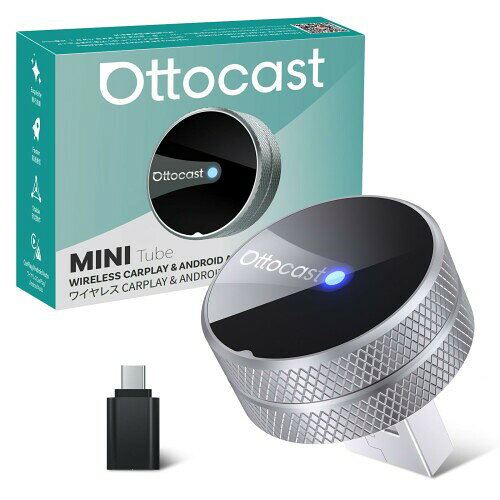 公式オットキャスト Ottocast Mini Tube CarPlay＆Android Auto ワイヤレス化 カーアダプター 2026新型 超小型 自動再接続 アンドロイドオート＆カープレイ無線化接続 純正有線CarPlay/Android Auto搭載車