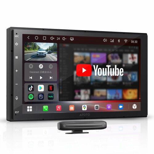 ATOTOZONE A7 Androidディスプレイオーディオ2DIN、7インチQLED 8コアカーナビ、 4G LTE・WiFi対応、Hi?Fi?DSP?オーディオ・4V?RCA、ワイヤレス CarPlay&Android Auto、前後ドラレコ録画対応?|?駐車24
