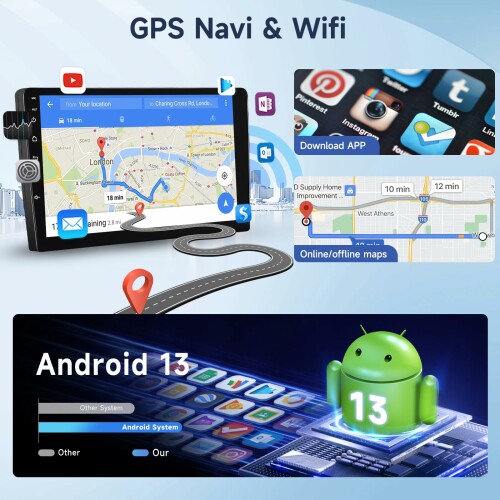 Hodozzy Androidカーオーディオ- Bluetooth 2 DIN 10.1インチIPSタッチスクリーン...