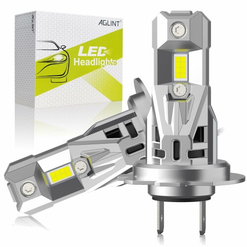 AGLINT H7 LED ヘッドライト 6500K ホワイト 爆光 60W 高光効LEDチップ搭載 ファンレス静音 瞬間起動 車検対応 1：1ミニサイズ 一体型 アダプター不要 取り付け簡単 無極性 12V車専用 H7 Ledバルブ