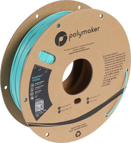 Polymaker PolyFlex TPU90 3Dプリンターフィラメント ショア 90A 1.75mm径(750g)ティール 推奨プリント温度:210 ? 230 °C 推奨プリント速度:30 ? 60 mm/s 推奨ヒートベッド温度:...