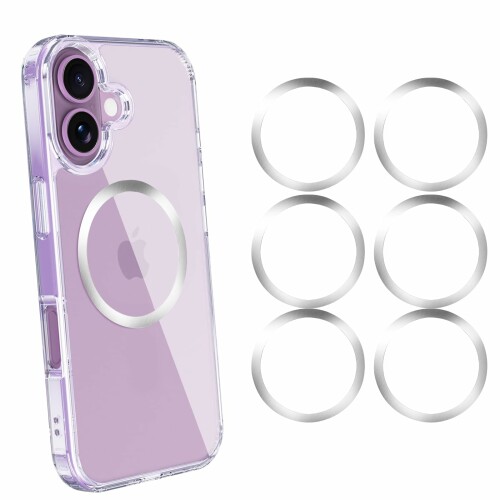 Boleve Magsafe用リング magsafe シール スマホリング Magsafe磁気変換キット - マグセーフ シール 金属メタルリング (シルバー6枚,0.4mm)