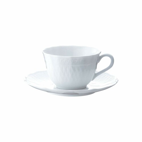 Noritake ノリタケ カップ & ソーサー ( コーヒー ティー 兼用) 215cc シェール ブラン 電子レンジ対応 食洗機対応 ファインポーセレン(プレミアムホワイト) T94887/1655