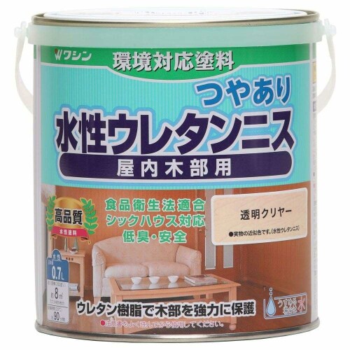 Rakuten - 和信ペイント(Washi Paint) 水性ウレタンニス 屋内木部用 ウレタン樹脂配合 低臭・速乾 透明クリヤー 0.7L