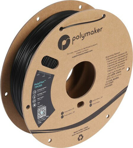 ポリメーカ(Polymaker) 3Dプリンター用フレキシブルフィラメント PolyFlex TPU95 1.75 mm 黒 推奨プリント温度: 210 ? 230[度] 推奨プリント速度: 20 ? 40 mm/s スプール径:20 cm / スプール穴径:5.5 cm / スプール厚:4.5 cm フィラメント重量:750 g (スプールあたり) 説明 PolyFlexTM TPU95は、非常に柔軟でありながらプリントが容易な3Dプリント素材です。 優れた弾力性と大きな歪み耐性を特長とするPolyFlex TPU95は、まったく新しい分野の可能性を開きます。 フレキシブル 破損の心配のいらない、格好良くて柔軟なパーツを作りましょう。 400%を超える大きな破断伸びを誇るPolyFlex TPU95は、柔軟で楽しいパーツを創作するための、真にベストなツールです。 すぐ使える 一般にフレキシブル ■フィラメントは、取扱いが難しいことが知られています。 PolyFlex TPU95は、ほぼ全てのデスクトップFDM/FFF方式プリンターで使えるように設計されており、 ハードウェアの変更は必要ありません。 あなたの想像を自由自在に PolyFlex TPU95のソフトで柔軟な性質は、デスクトップ3Dプリンターを使ってできることの新しい次元を開きます。 衣類、靴、ウェアラブル器具、義肢、可能性は無限です。 比類なき品質 8段階の品質管理プロセスと厳格な室内試験を経て生産されるPolyFlexを使えば、 毎回、美しくて信頼でき、正確な造形物を製作できることは間違いありません。 商品コード34068372394商品名ポリメーカ(Polymaker) 3Dプリンター用フレキシブルフィラメント PolyFlex TPU95 1.75 mm 黒型番PD01001サイズ1.75 mm径カラーブラック※他モールでも併売しているため、タイミングによって在庫切れの可能性がございます。その際は、別途ご連絡させていただきます。※他モールでも併売しているため、タイミングによって在庫切れの可能性がございます。その際は、別途ご連絡させていただきます。